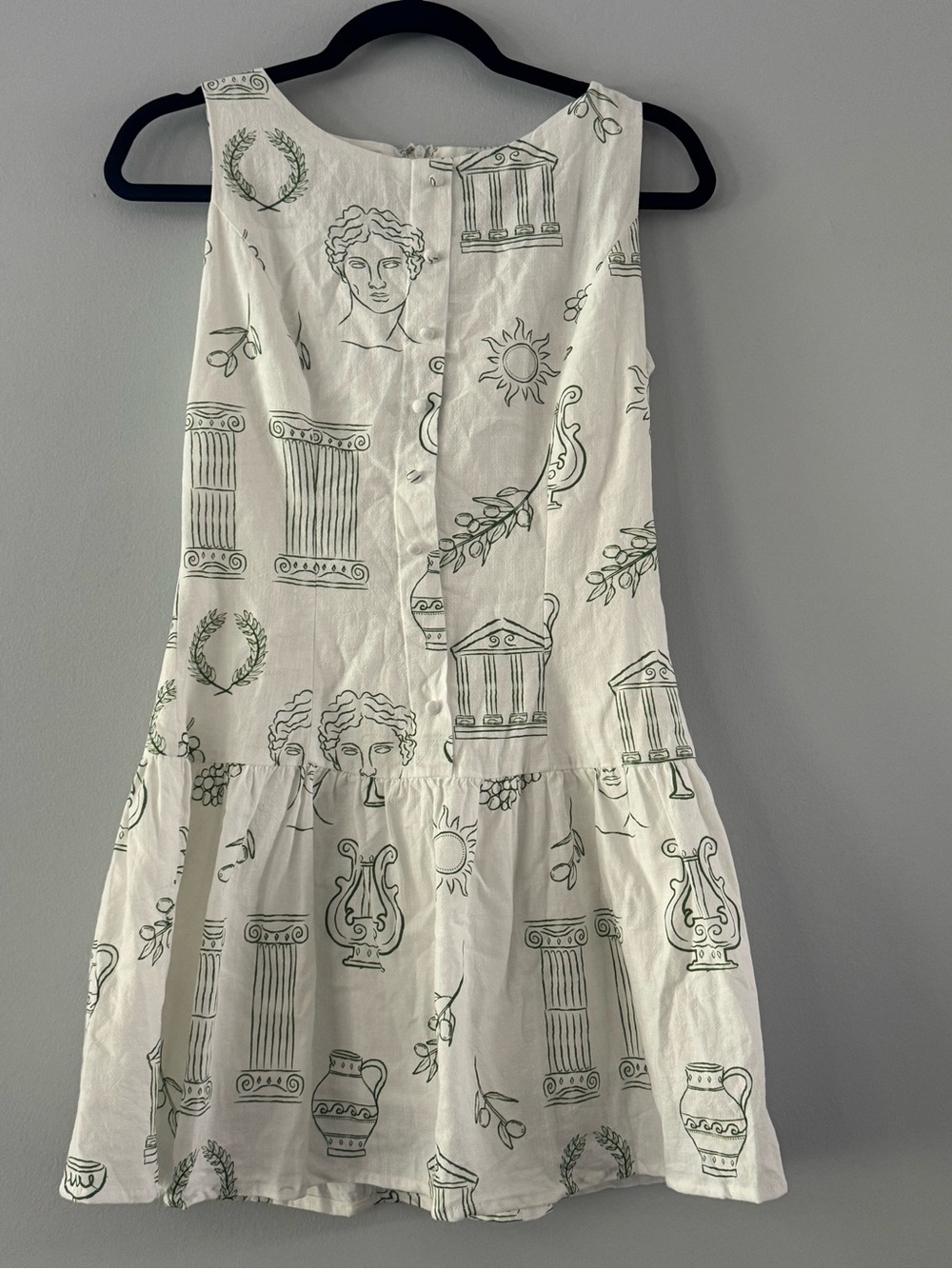 Bailey Rose White Sleeveless Sundress with Green Classical Print